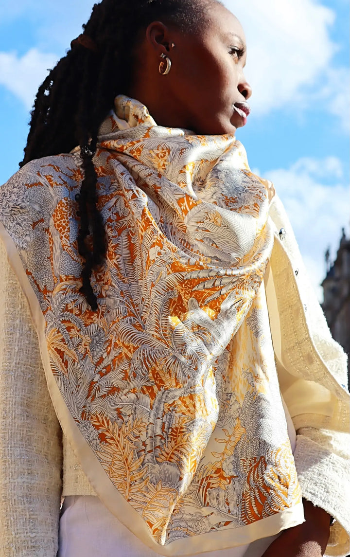 100% Pure Mulberry Silk Artisan Bloom, Castle Forest Scarf
