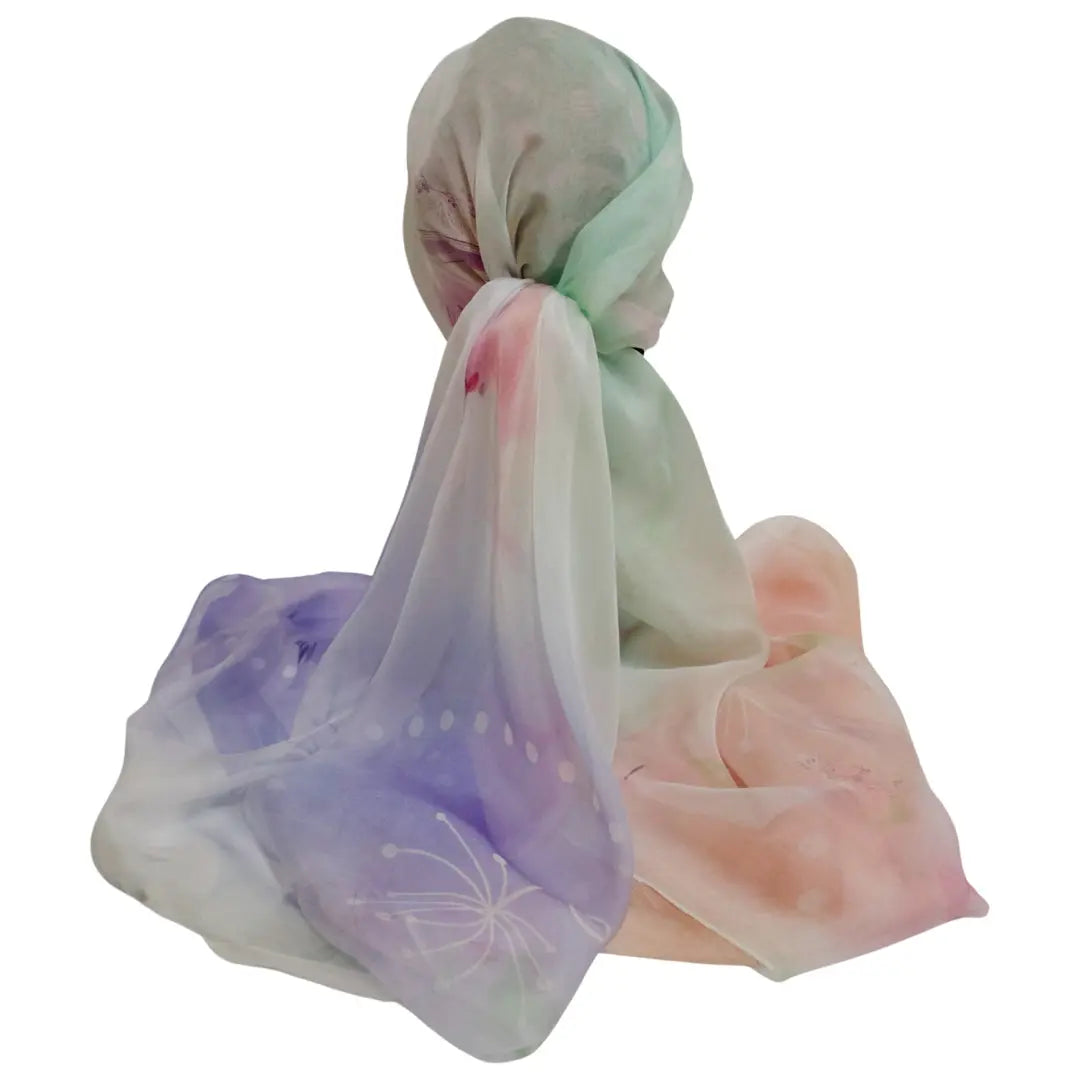 100% Pure Mulberry Silk, Ethereal Sheers Collection Pastel Scarf