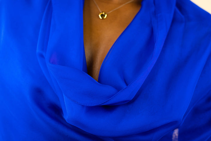 100% Pure Mulberry Silk Electric Blue, Sheer Elegance scarf