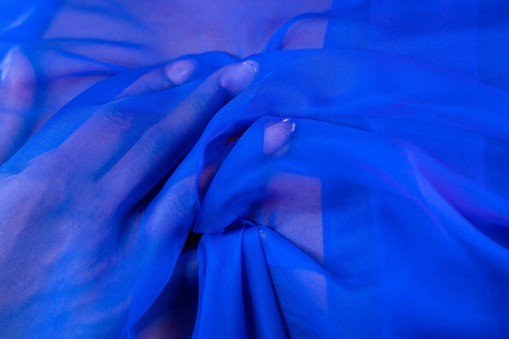 100% Pure Mulberry Silk Electric Blue, Sheer Elegance scarf