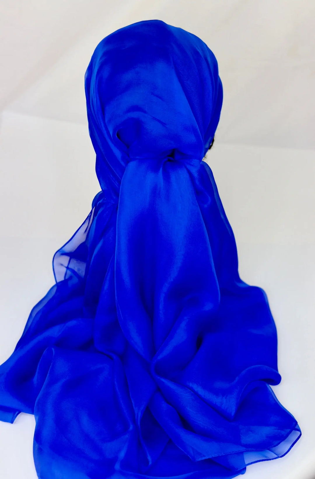 100% Pure Mulberry Silk Electric Blue, Sheer Elegance scarf