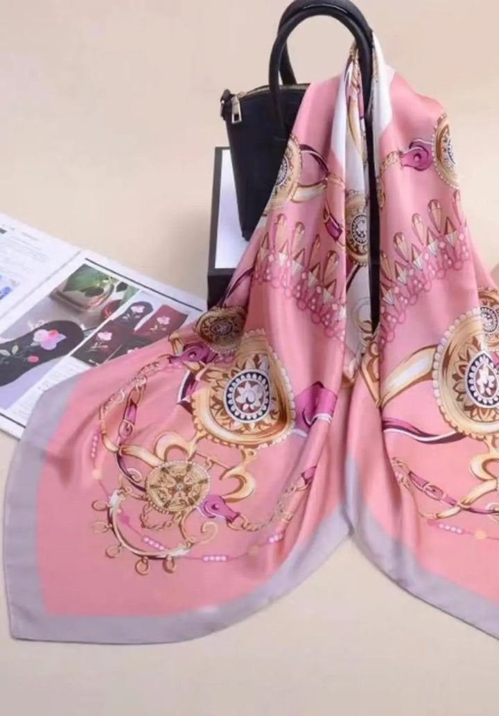 100% Pure Mulberry Silk Scarf, Jewels Collection, Pink Buckle
