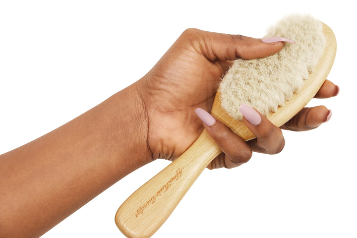 Gentle goat hair brush for babies and those recovering from hair loss