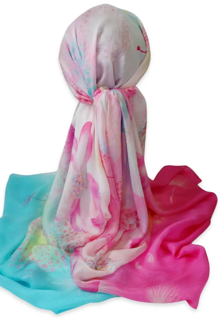 100% Pure Mulberry Silk, Sheer Rectangular Headscarves