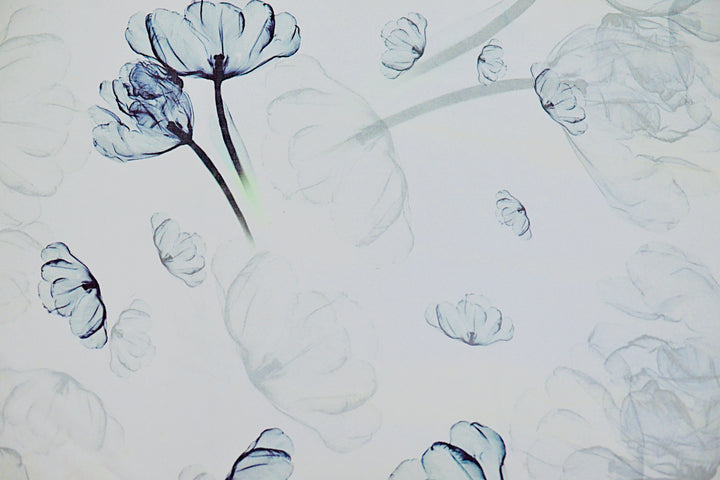 100% Pure Mulberry Silk, Sheer Rectangular Headscarves Grey Poppy