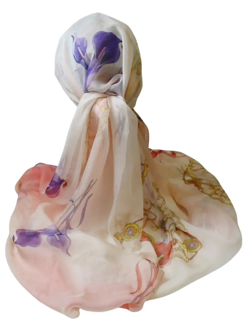 100% Pure Mulberry Silk, Sheer Rectangular Headscarves