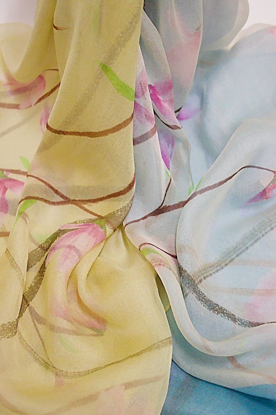 100% Pure Mulberry Silk, Sheer Rectangular Headscarves