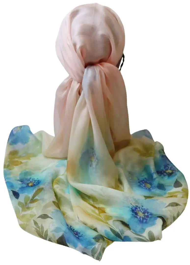 100% Pure Mulberry Silk, Sheer Rectangular Headscarves