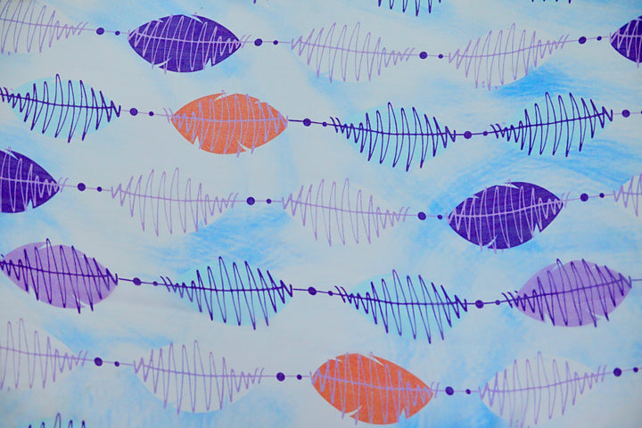 100% Pure Mulberry Silk, Sheer Rectangular Headscarves Purple Leaf