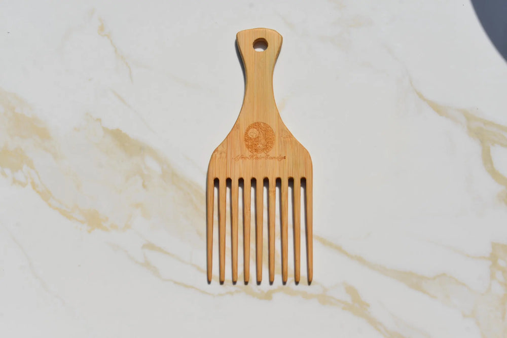 Bamboo afro comb for split ends prevention and healthy scalp circulation