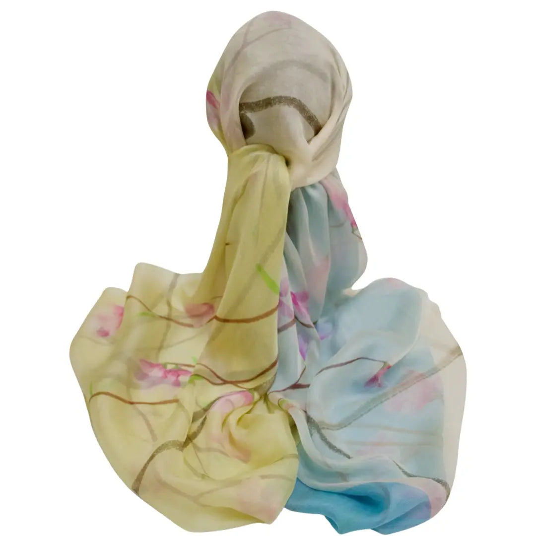 100% Pure Mulberry Silk, Sheer Rectangular Headscarves