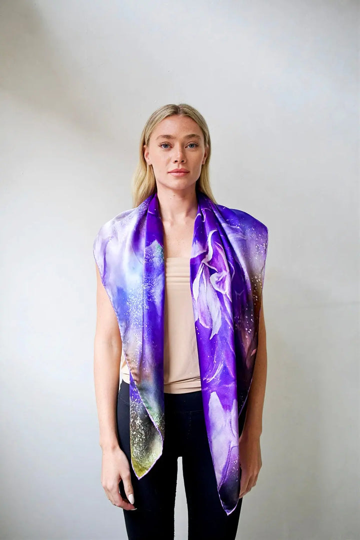 100% Pure Mulberry Silk Palm Rolled Seams Scarves