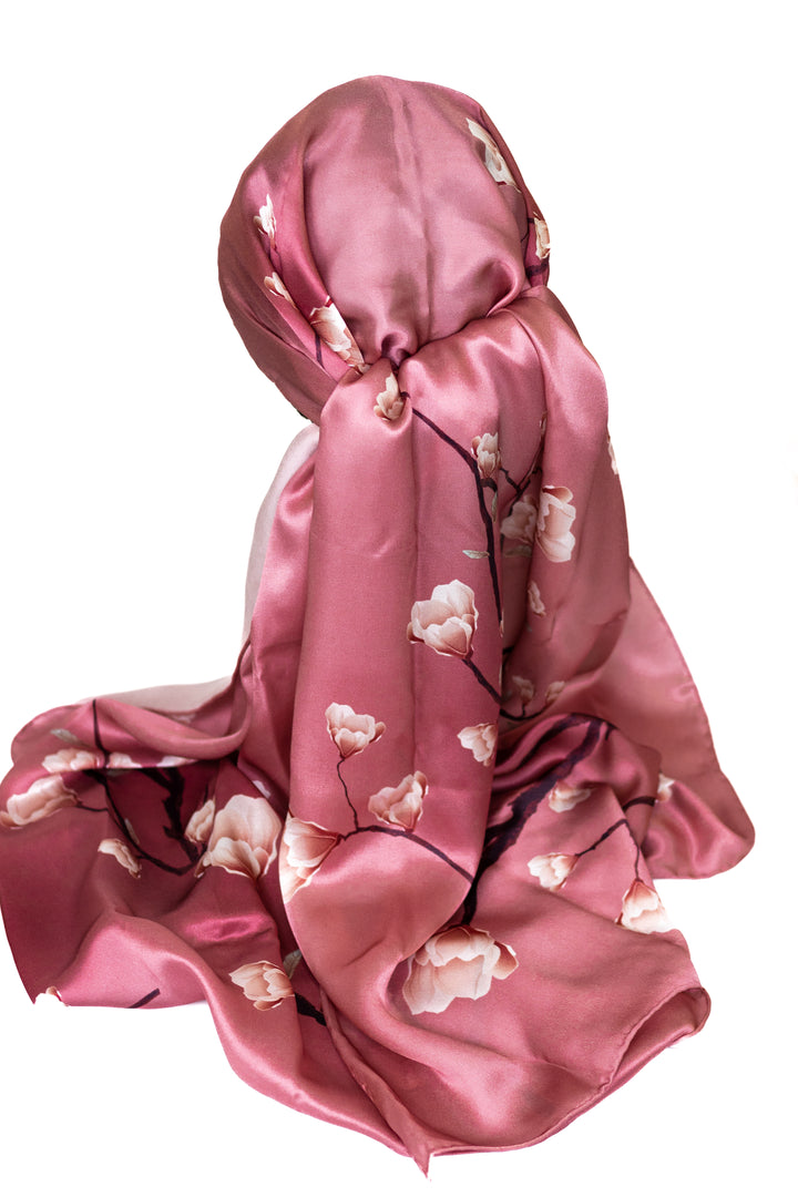 100% Pure Mulberry Silk Opulent Collection, Rose Gold Scarf