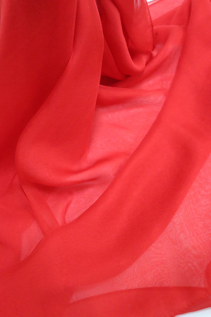 100% Pure Mulberry Silk Red, Sheer Elegance Scarf