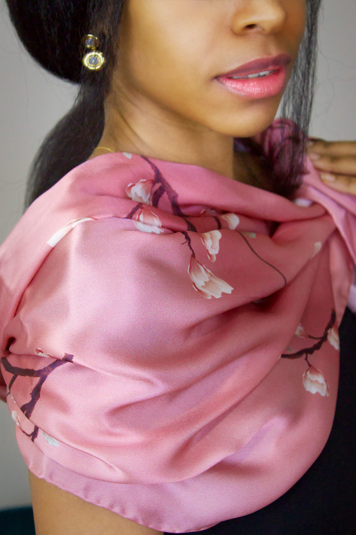 100% Pure Mulberry Silk Opulent Collection, Rose Gold Scarf