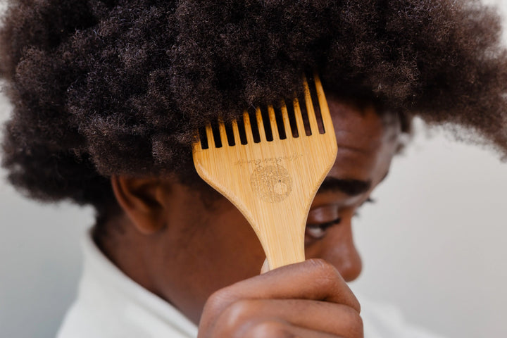 Bamboo afro comb for natural hair care and breakage control